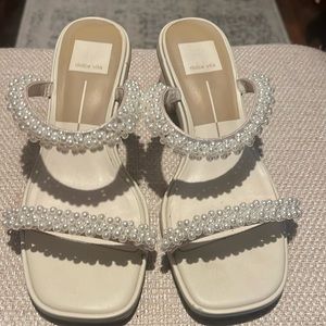 Dolce Vita White Pearl Embellished Heels